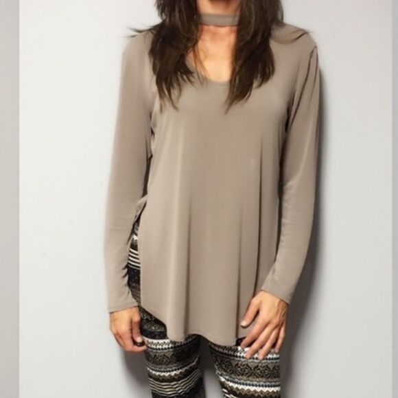 Cherish Long Sleeve Strap Neck Tunic - Picture 1 of 7